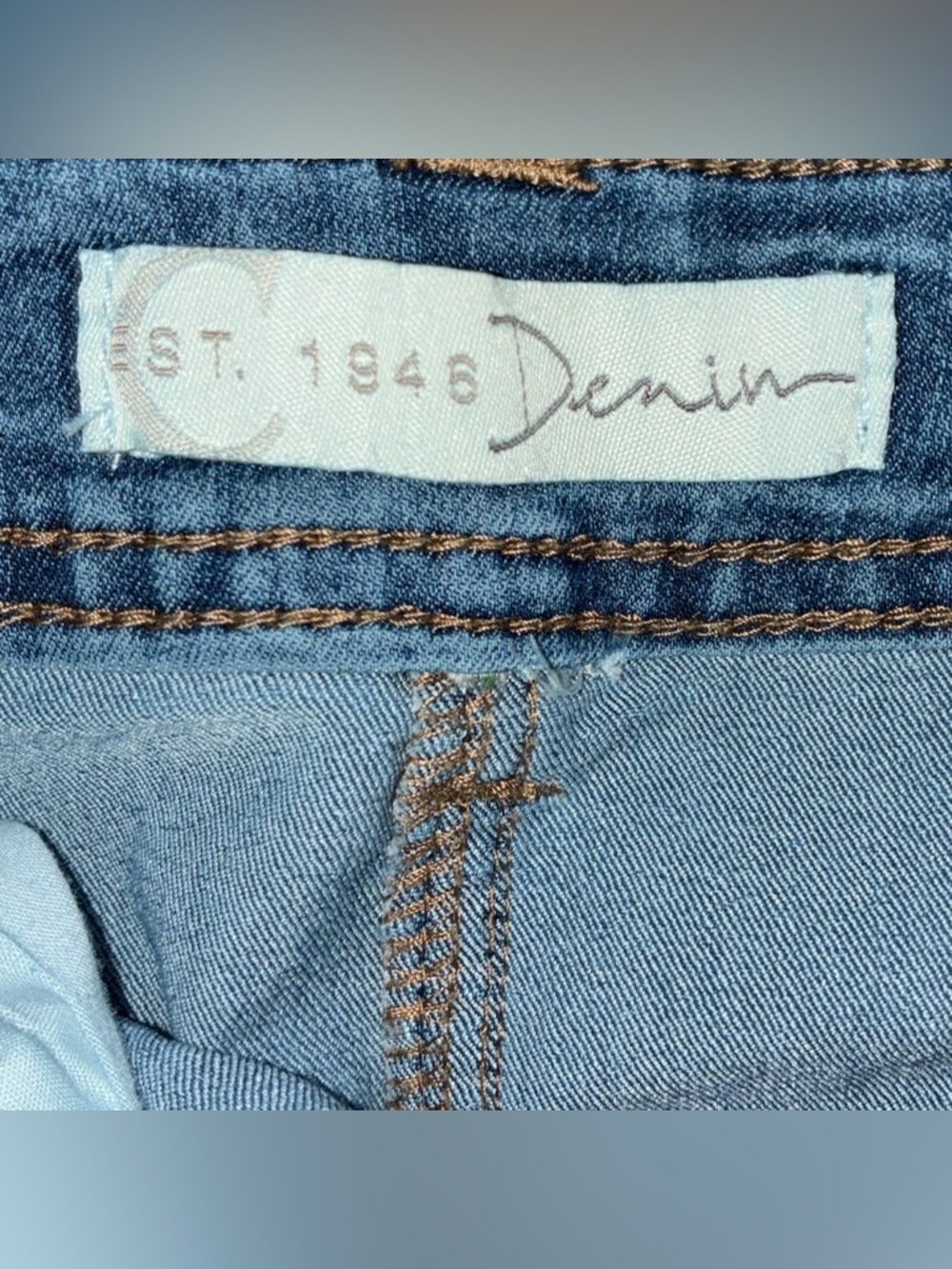 High-Waist Button-Front Denim Flounce Mermaid Midi Skirt - Picture 5 of 7